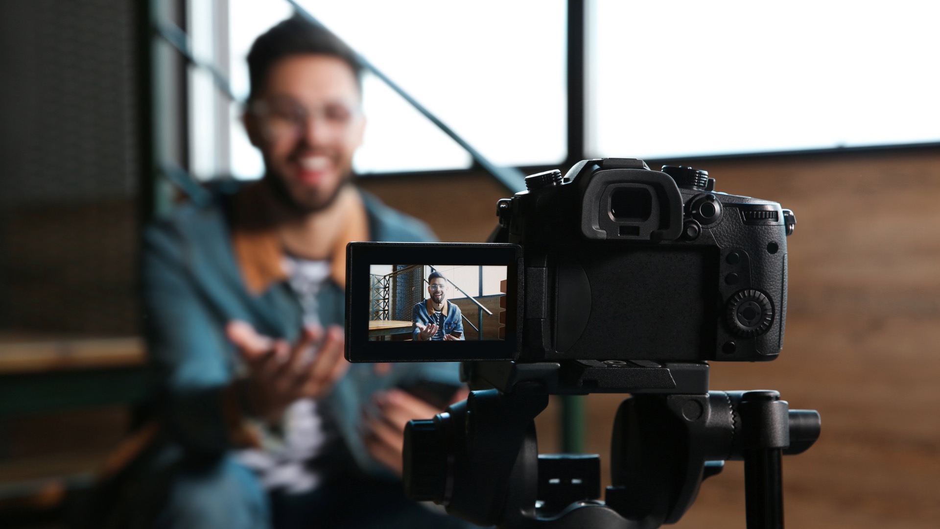 Man Talking to Camera